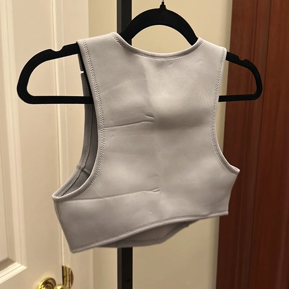 SKIMS SPORT SWIM HIGH NECK TOP in Chrome NEW